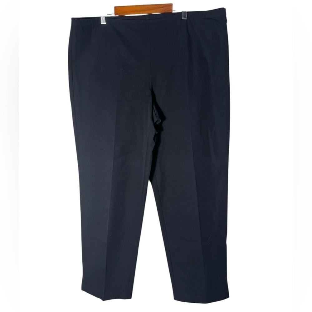 EILEEN FISHER 95% Cotton Stretch Slim Leg Side Zip Ankle Pants Black Large
